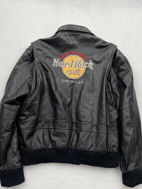 Vintage Hard Rock Cafe San Diego Leather Bomber Jacket Save The Planet Men's XL